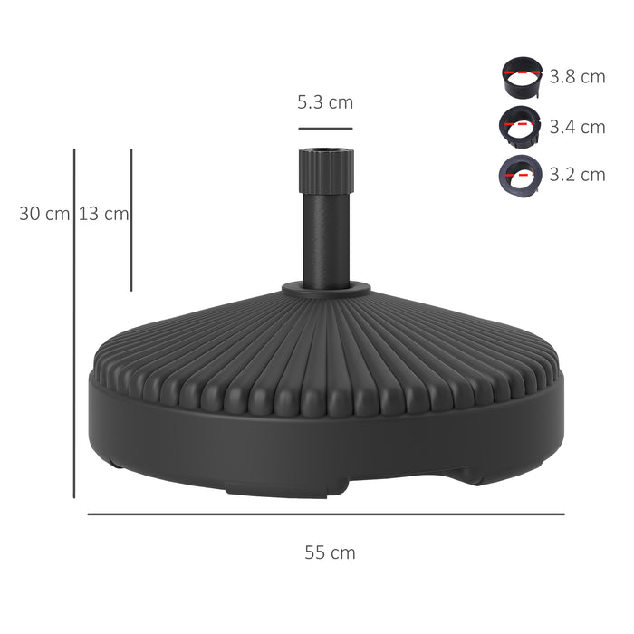 Outsunny Garden Parasol Base Holder, 28kg Sand Filled, 23kg Water Filled, Sun Umbrella Base, Φ55 x 30H cm Black