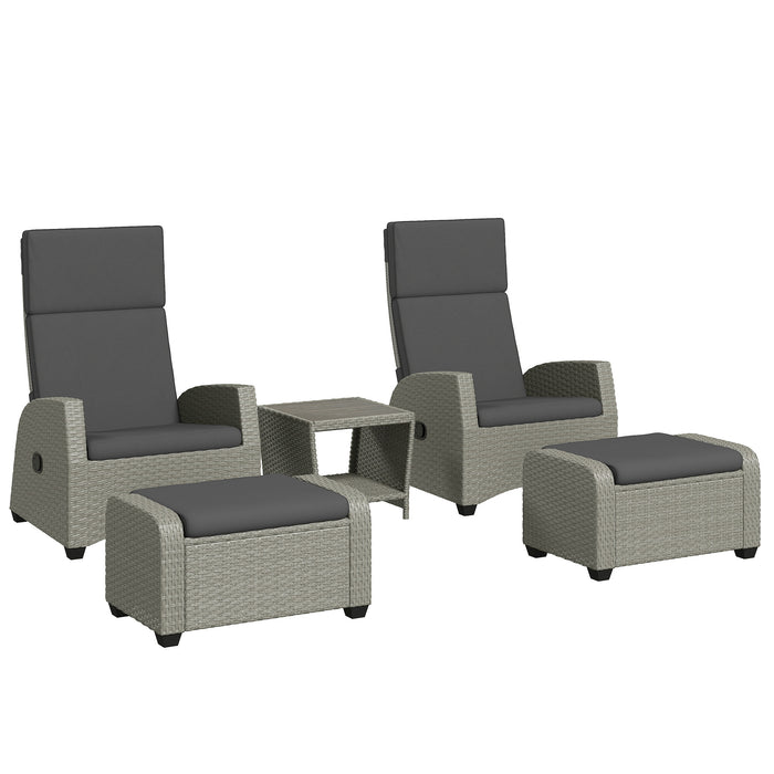 Outsunny 5-Piece Rattan Garden Furniture Set with Cushions - Charcoal Grey