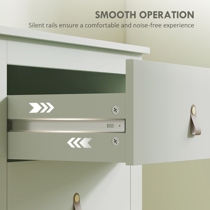 HOMCOM Bedroom Chest of Drawers, Modern 4 Drawer Dresser Cabinet with PU Leather Handles and Metal Runners for Living Room, Hallway, Entryway, Green