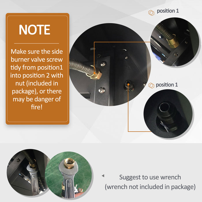 Outsunny 6+1 Burner Gas BBQ Grill, Outdoor Barbecue Trolley with Wheels, Warming Rack, Side Shelves, Cabinet, Thermometer for Garden, Party, Camping, 135 x 51.5 x 100cm, Grey