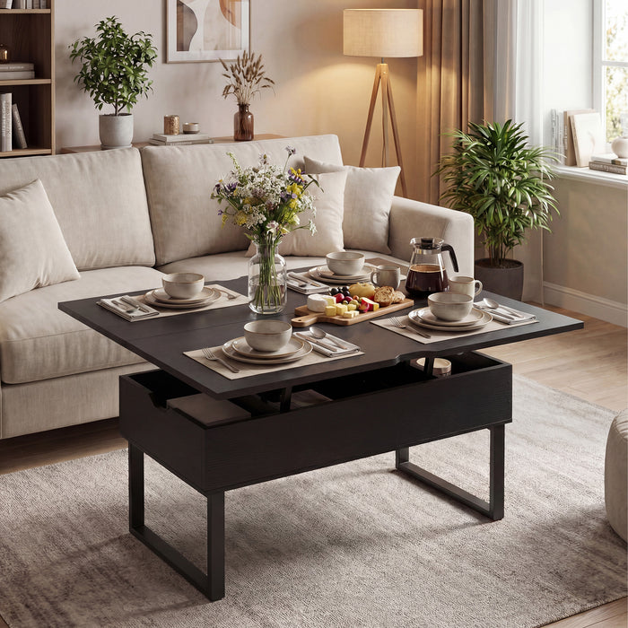 Lift Top Coffee Table 3-in-1 Convertible Coffee Table with 3 Storage Compartments-
