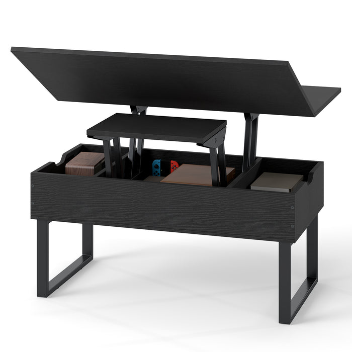 Lift Top Coffee Table 3-in-1 Convertible Coffee Table with 3 Storage Compartments-