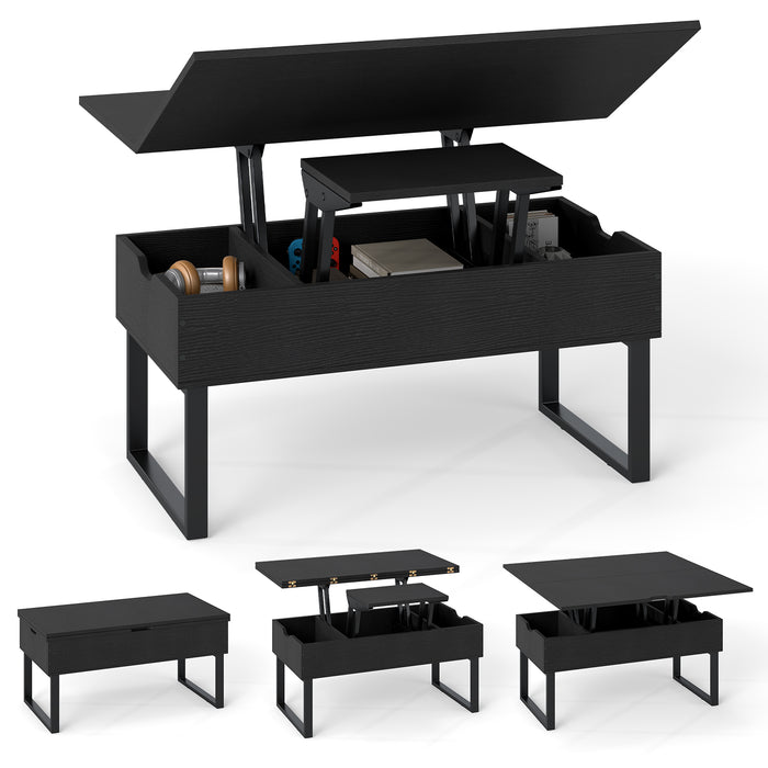 Lift Top Coffee Table 3-in-1 Convertible Coffee Table with 3 Storage Compartments-