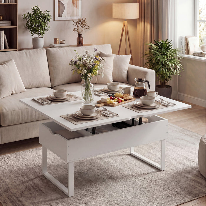 Lift Top Coffee Table 3-in-1 Convertible Coffee Table with 3 Storage Compartments-