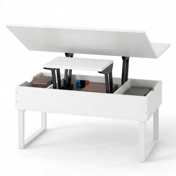 Lift Top Coffee Table 3-in-1 Convertible Coffee Table with 3 Storage Compartments-