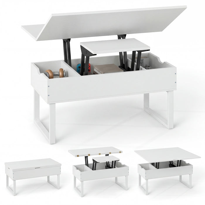 Lift Top Coffee Table 3-in-1 Convertible Coffee Table with 3 Storage Compartments-