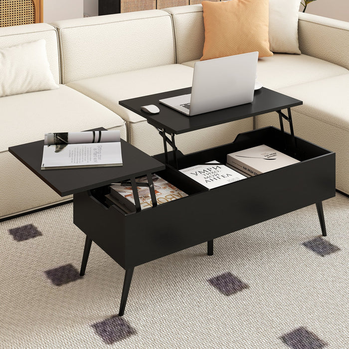 Lift Top Coffee Table Modern Center Table with 2 Hidden Storage Compartments-