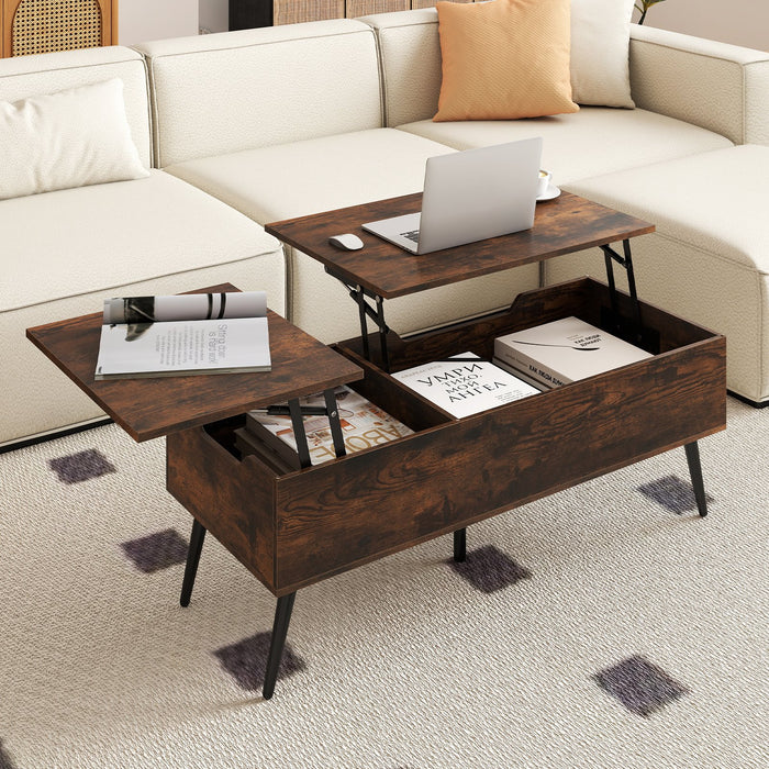 Lift Top Coffee Table Modern Center Table with 2 Hidden Storage Compartments-