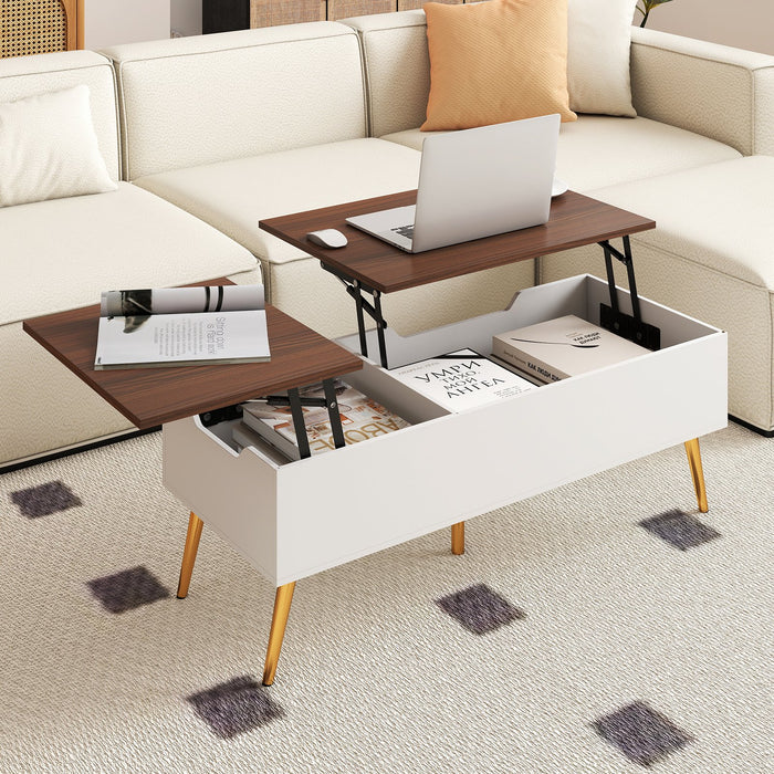 Lift Top Coffee Table Modern Center Table with 2 Hidden Storage Compartments-