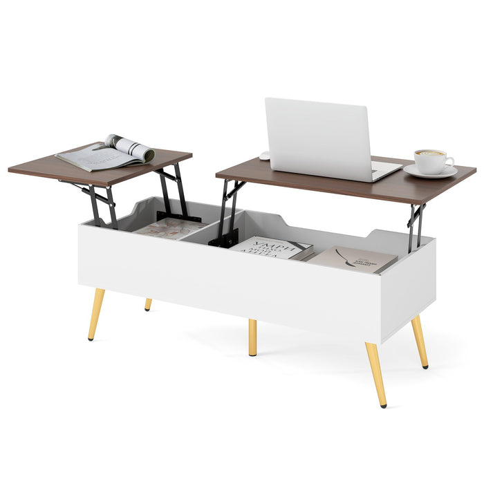 Lift Top Coffee Table Modern Center Table with 2 Hidden Storage Compartments-