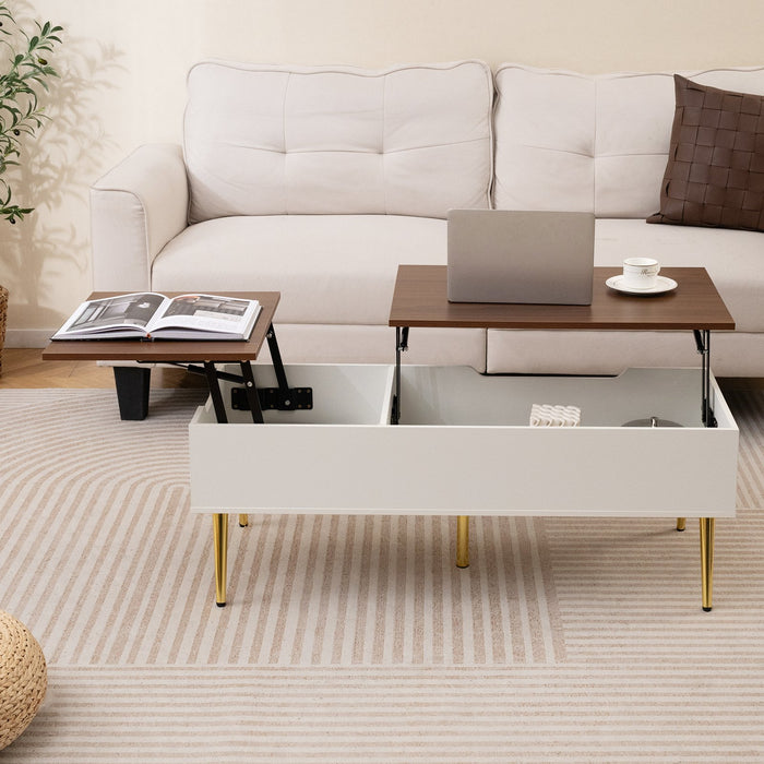 Lift Top Coffee Table Modern Center Table with 2 Hidden Storage Compartments-