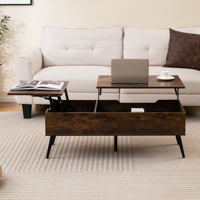 Lift Top Coffee Table Modern Center Table with 2 Hidden Storage Compartments-