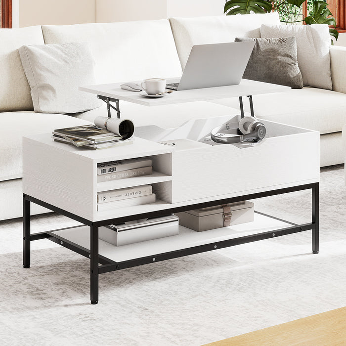 Lift Top Coffee Table with Hidden Compartment and Storage Shelf-