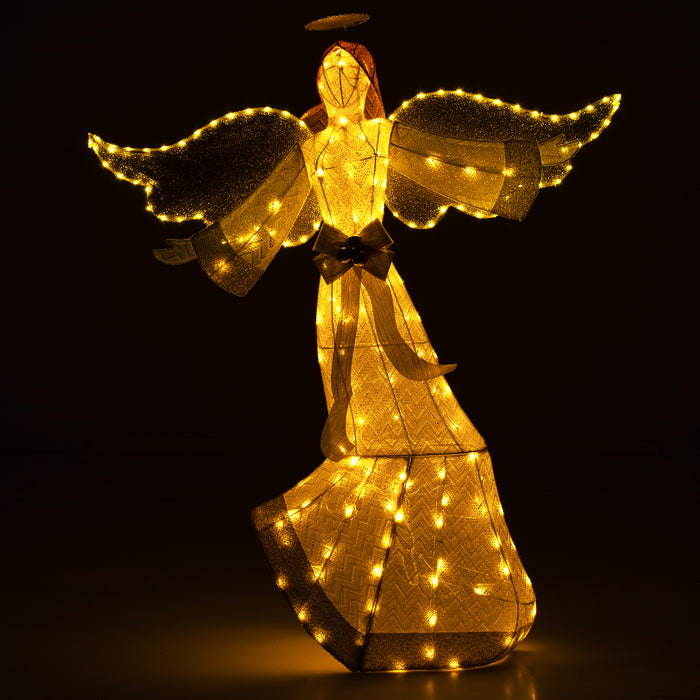 160cm Christmas Lighted Angel with Halo Bow and 180 LED Lights