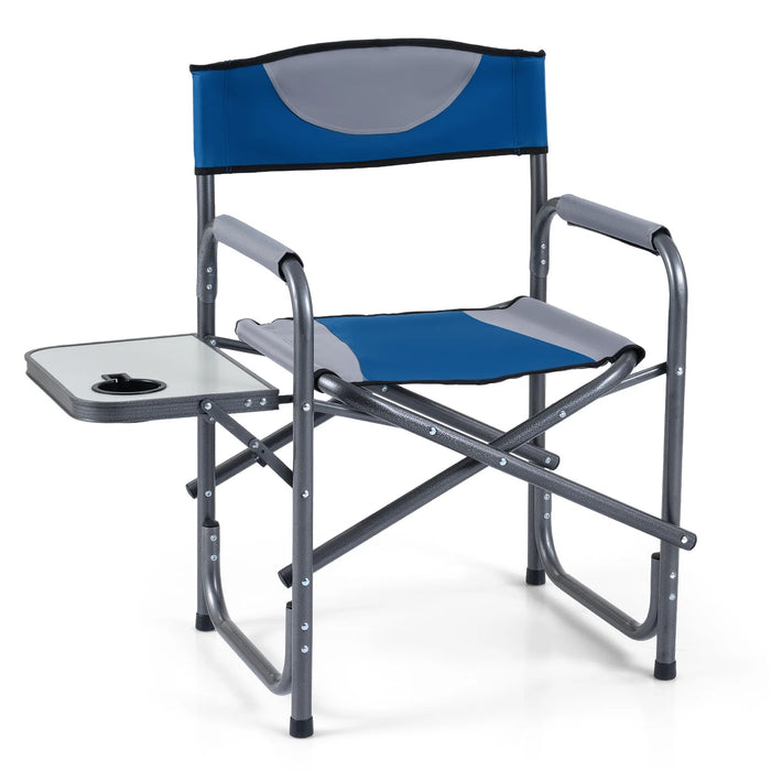 Lightweight Portable Directors Chair with Side Table and Cup Holder-
