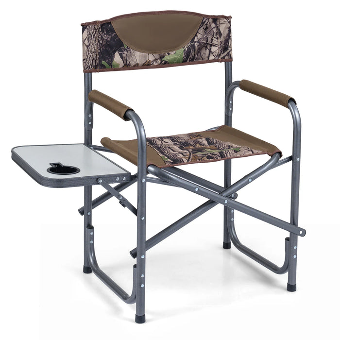 Lightweight Portable Directors Chair with Side Table and Cup Holder-