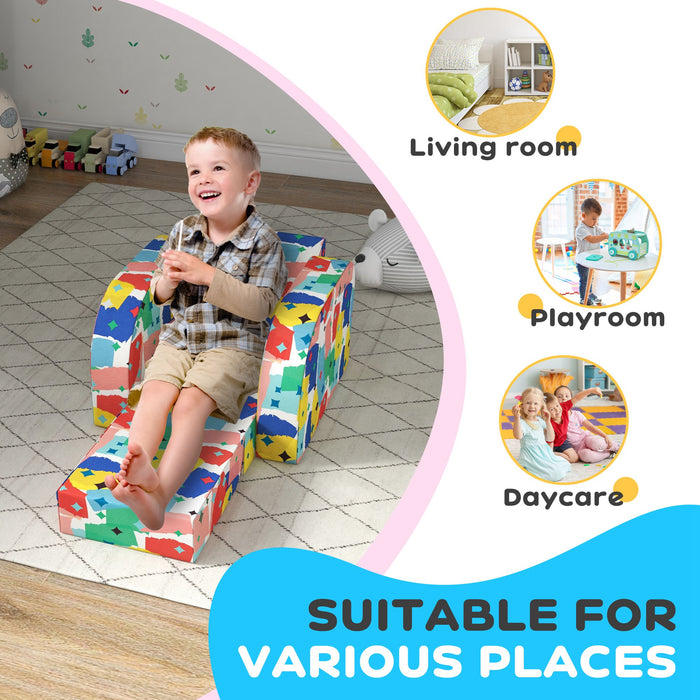 Foldable Snuggle Toddler Chair - Soft Sponge, Bedroom & Playroom Furniture for Kids - Designed for Ages 18 Months to 3 Years, Colorful Design