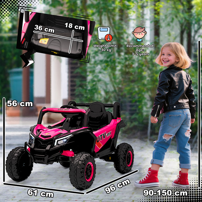 AIYAPLAY 12V Kids Ride On Car with Remote Control, Kids Electric Car with Suspension System, Music, for Kids 3-5 Years, Pink