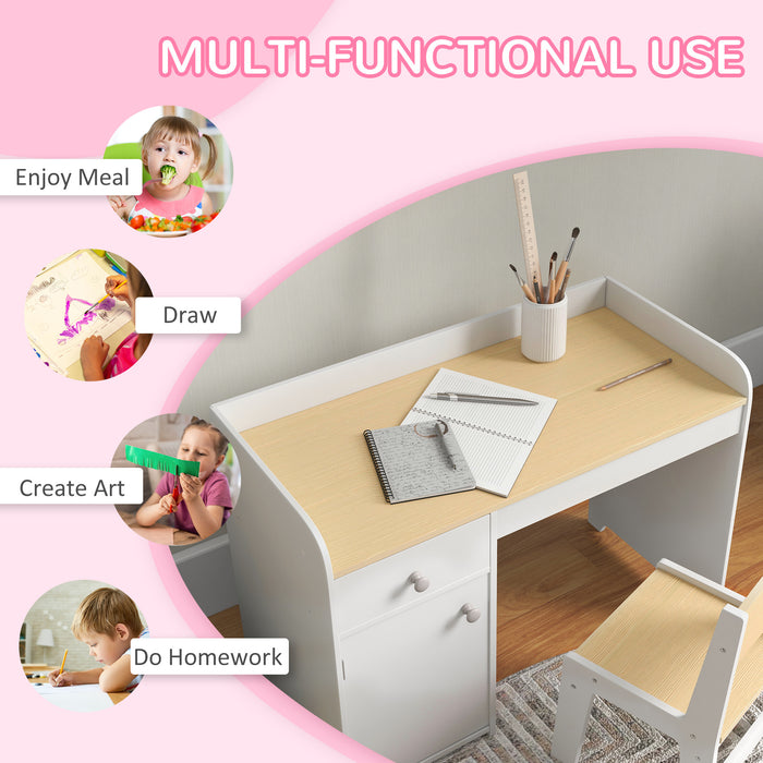 Kids Study Combo - Adjustable Desk & Chair Set with Storage for Ages 3-6 - Ergonomic Furniture for Children’s Learning and Creativity, White