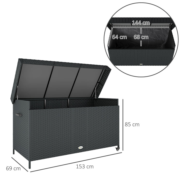 Outsunny 627 L Rattan Storage Box - Black