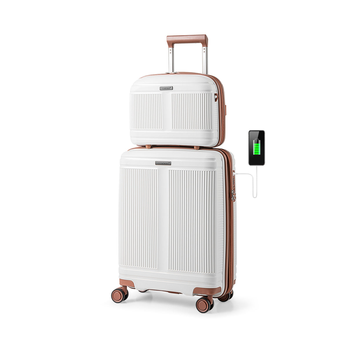 2-Piece Luggage Set 20 Inch Carry-on Suitcase and 14 Inch Cosmetic Case-