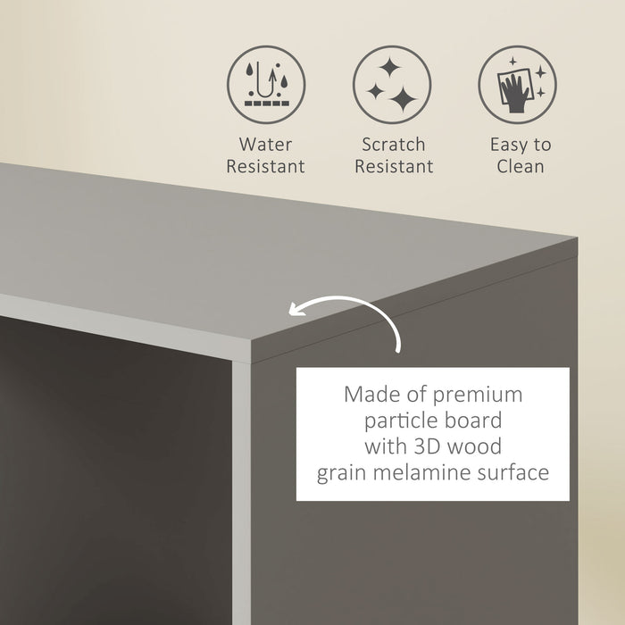 HOMCOM Open Wardrobe on Wheels with Clothes Rail, Bedroom Clothes Storage with Hanging Rod, 3 Storage Shelves, Mobile Garment Rack for Cloakroom, Hallway, Grey