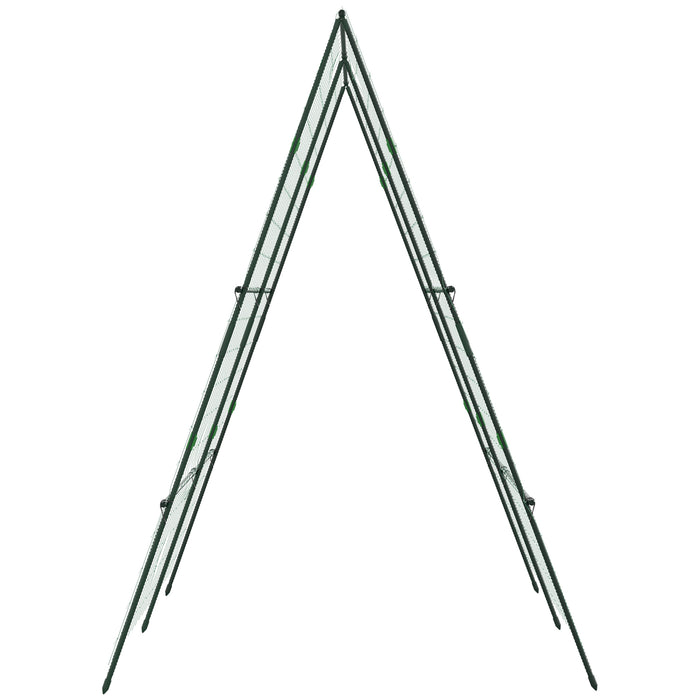 Outsunny Garden Cucumber Trellis for Climbing Plants, A-Frame Trellis Plant Support with Climbing Net, DIY Adjustable Cucumber Support Frame for Raised Bed, Vegetables, Flowers, Fruit, Green