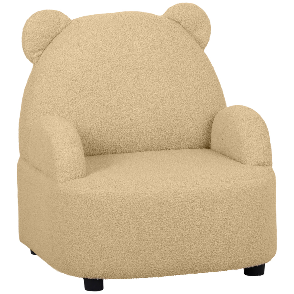 Bear Shaped Toddler Armchair - Plush Kids Chair for Playroom, Bedroom, Living Room - Ideal for Ages 18 Months to 3 Years in Khaki