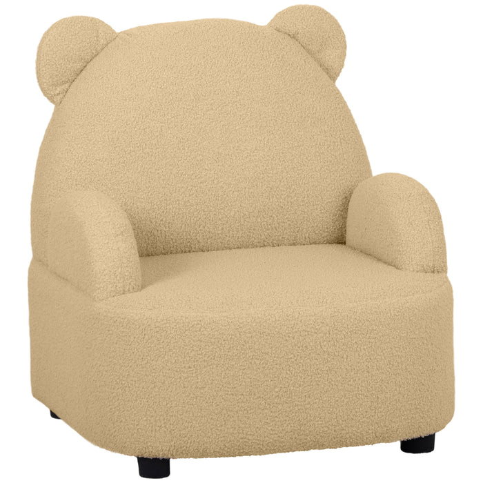 Bear Shaped Toddler Armchair - Plush Kids Chair for Playroom, Bedroom, Living Room - Ideal for Ages 18 Months to 3 Years in Khaki