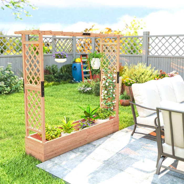 Outsunny Fir Wood 171 x 39 cm Planter and Trellis Garden Bed