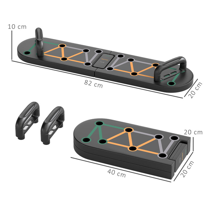 SPORTNOW Foldable Push Up Board, 11-in-1 Press Up Board, Portable Pushup Stand with Non-slip Pads, Multi-function Home Gym Equipment for Arm, Shoulder, Chest Muscle Training Fitness, Black