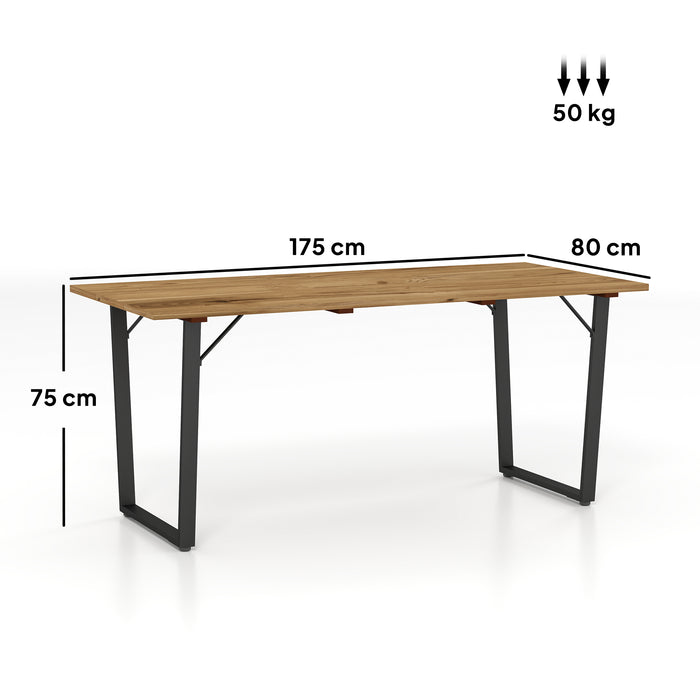 Outsunny Garden Table for 6, 175 x 80 cm Large Rectangle Outdoor Dining Table with 5cm Parasol Hole and Slatted Top, Weather Resistant Fir Wood Patio Table for Balcony, Terrace, Brown