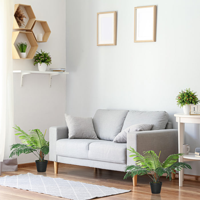 Artificial Palm Tree Duo - 60cm Lifelike Tropical Plant Decoration with Included Nursery Pot - Enhance Indoor/Outdoor Spaces