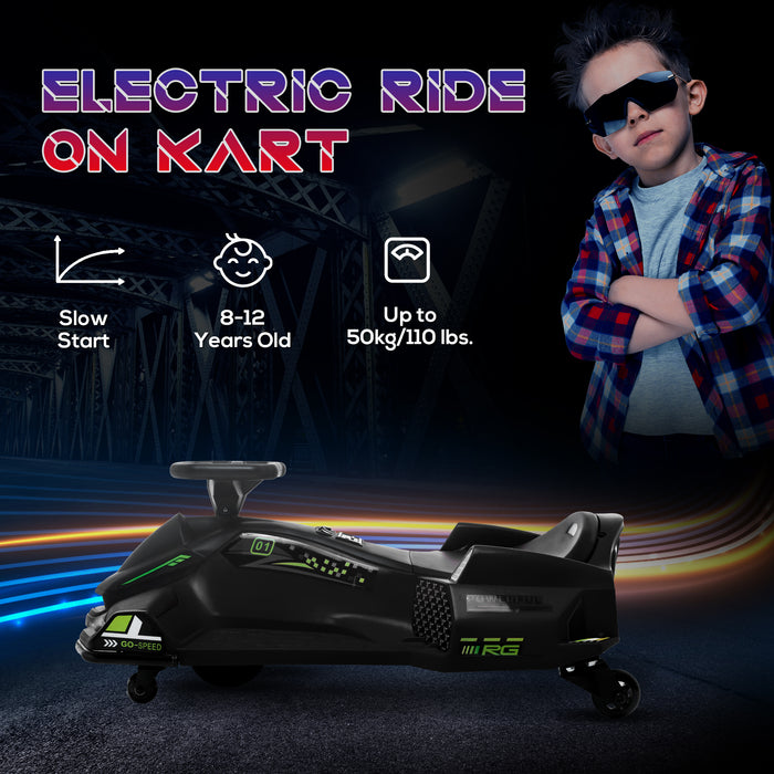 HOMCOM 12V Kids Electric Go Kart with Music, LED Lights, Slow Start, Black | Aosom UK