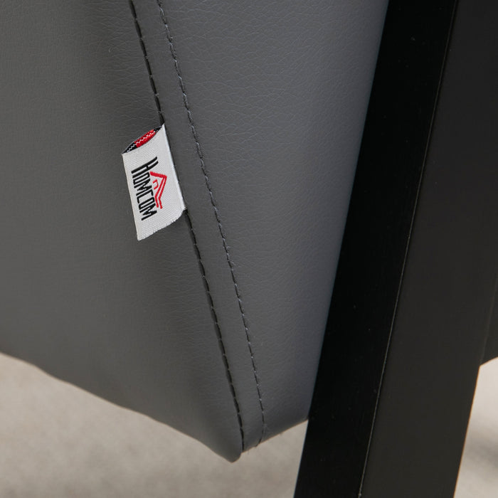 HOMCOM 2 Pieces Armchairs, PU Leather Accent Chairs, Occasional Chairs with Beech Wood Frame for Living Room, Reception, Bedroom, Balcony, Grey