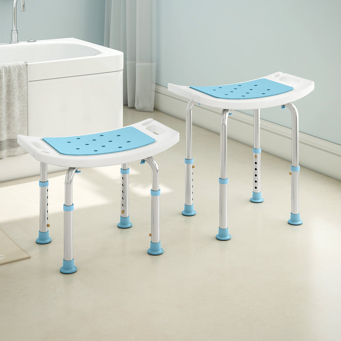 HOMCOM Shower Chair, Adjustable Height Shower Stool with Aluminium Frame and Non-Slip Feet, Bathtub Stool Seat with Padded Seat for Elderly Disabled Handicap, Turquoise