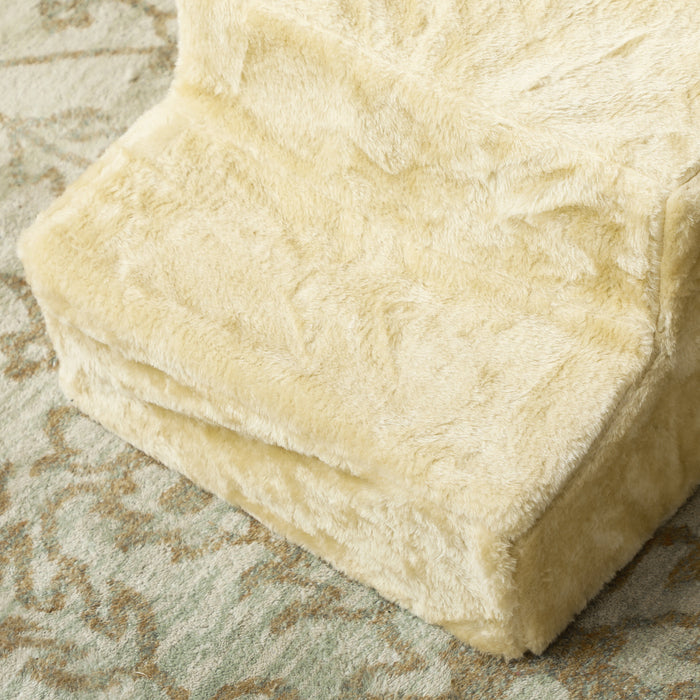 PawHut Three-Step Dog Stairs, with Washable Plush Cover, for High Bed Sofa, Dog Stairs for Small Dog and Cat - Beige | Aosom UK