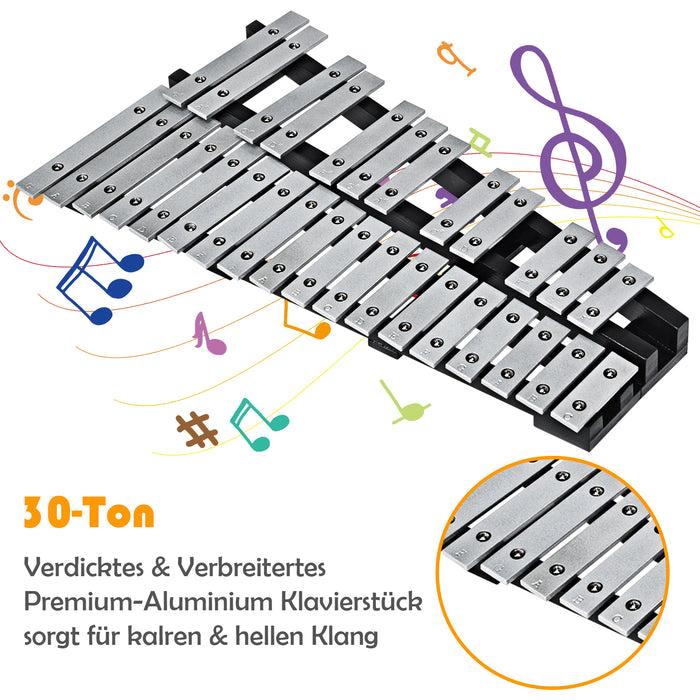 30 Note Foldable Vibraphone with Wooden Frame and Aluminum Keys