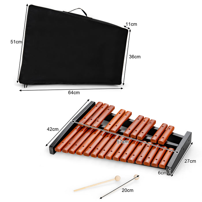 25 Notes Wooden Frame Xylophone with 2 Beaters and Carrying Bag
