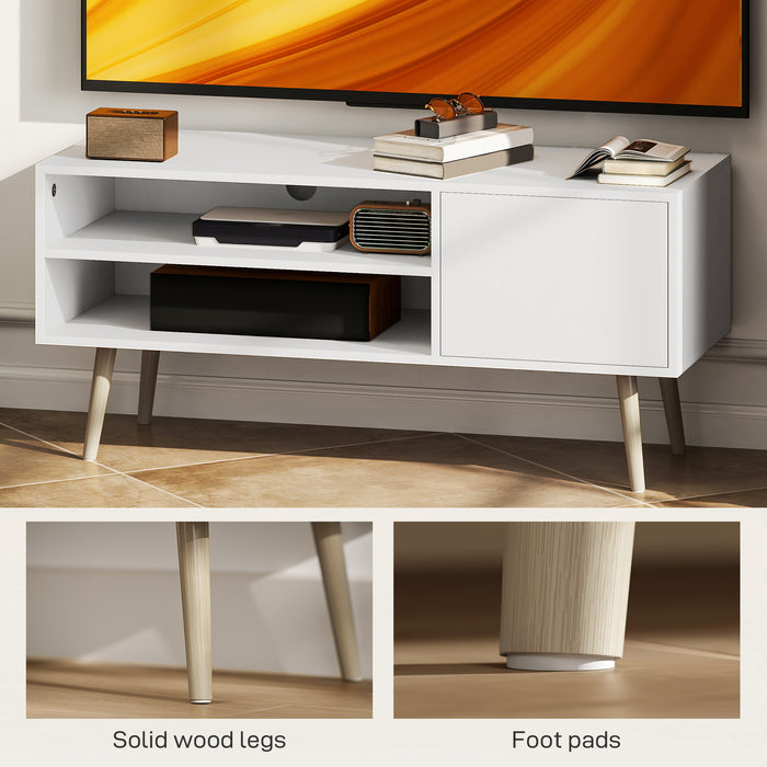 HOMCOM TV Stand up to 55 Inches, TV Unit with Open Shelves and Cable Holes - White