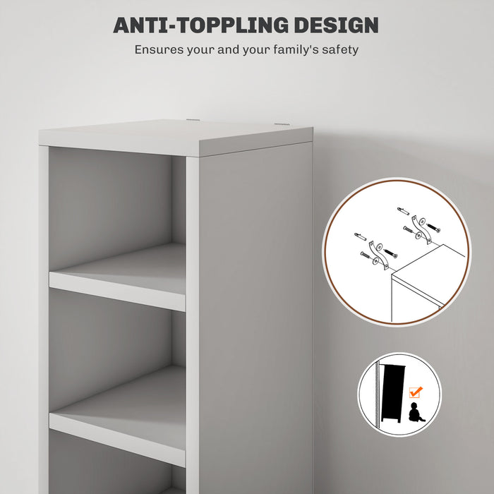 HOMCOM 204 CD Storage Unit, DVD Storage Tower with 12 Cubes, 175cm Tall Bookcase for Living Room, Home Office, Study Room, White