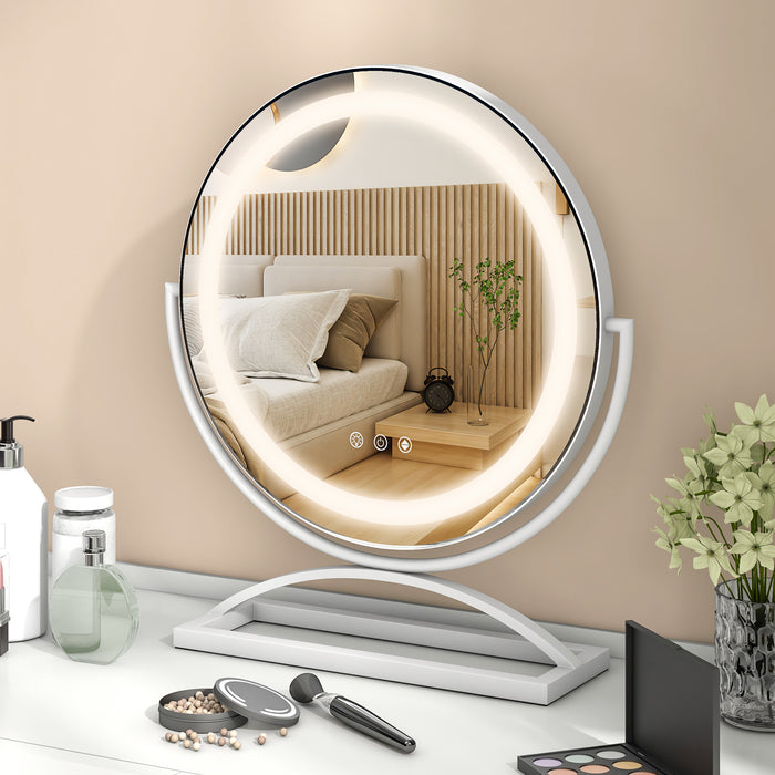 Makeup Vanity Mirror with 3 Color Dimmable LED Lighting and Touch Control-White
