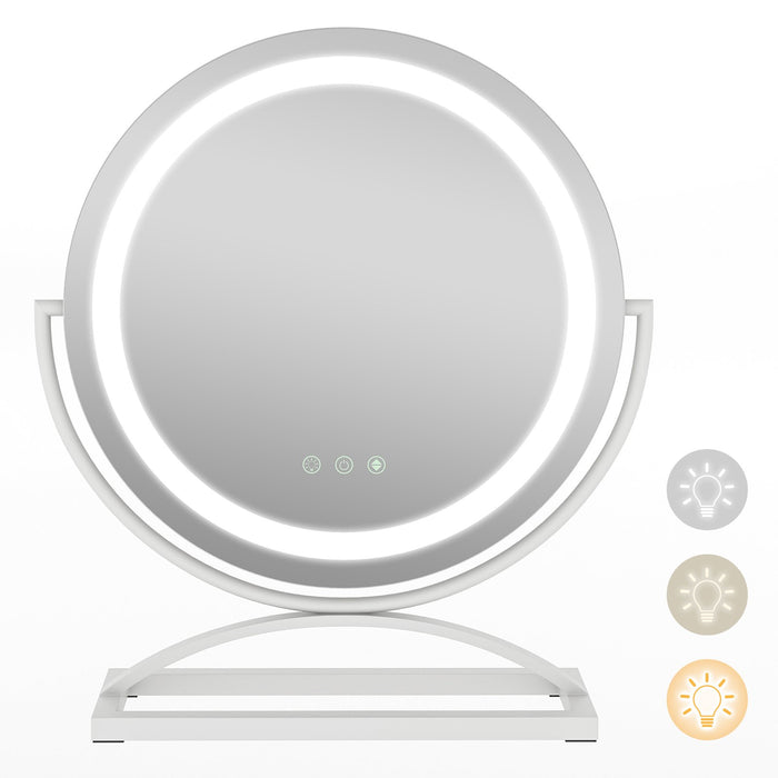 Makeup Vanity Mirror with 3 Color Dimmable LED Lighting and Touch Control-White