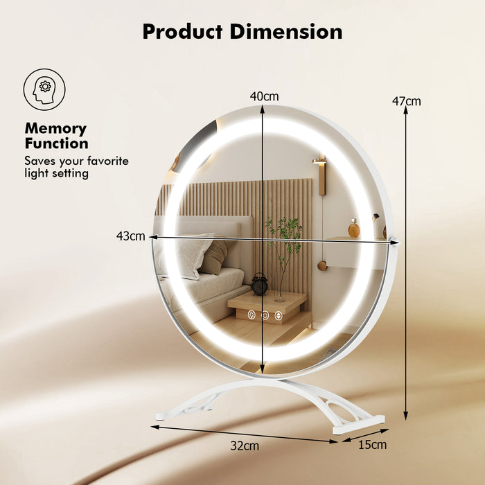 Makeup Vanity Mirror with Lights and Touch Screen with 360-Degree Rotation-White
