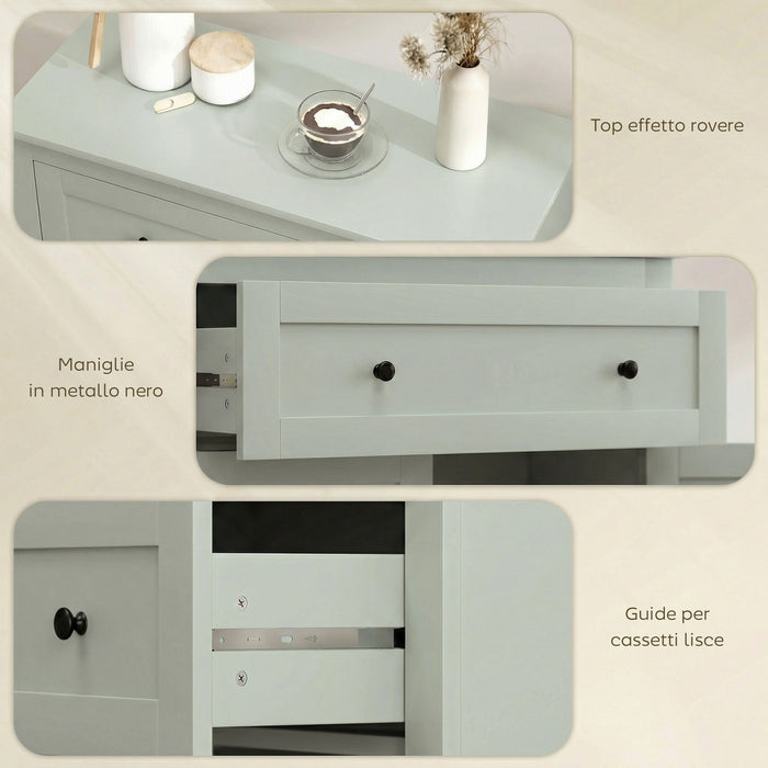 HOMCOM Sideboard Storage Cabinet, Modern Kitchen Cupboard with Adjustable Shelf, Drawer and Double Doors, Green