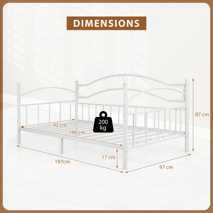 Metal Daybed Frame Sofa Bed with Classic Headboard Platform Bed Foundation-Black