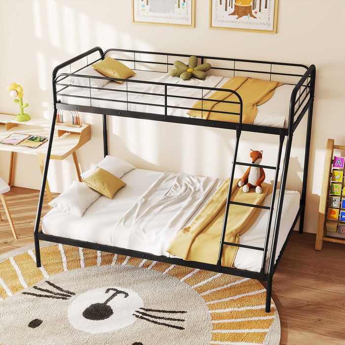 Metal Bunk Bed with Ladder with Safety Guardrail for Teens Adults-