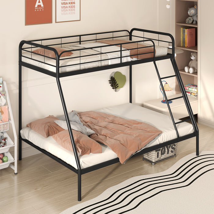 Metal Bunk Bed with Ladder with Safety Guardrail for Teens Adults-