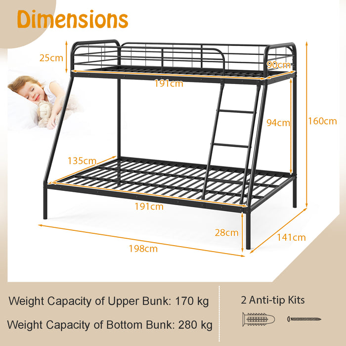 Metal Bunk Bed with Ladder with Safety Guardrail for Teens Adults-