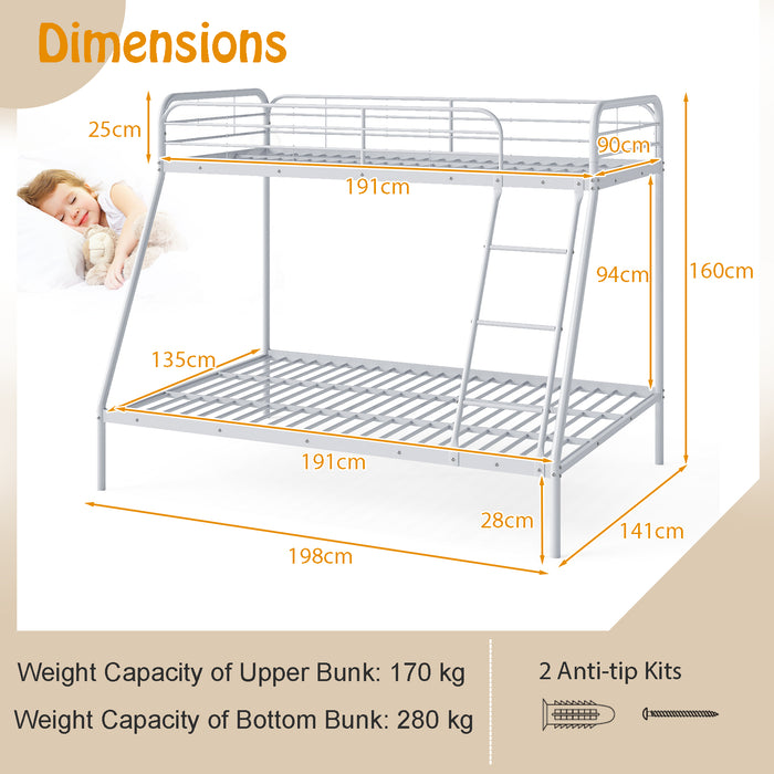 Metal Bunk Bed with Ladder with Safety Guardrail for Teens Adults-